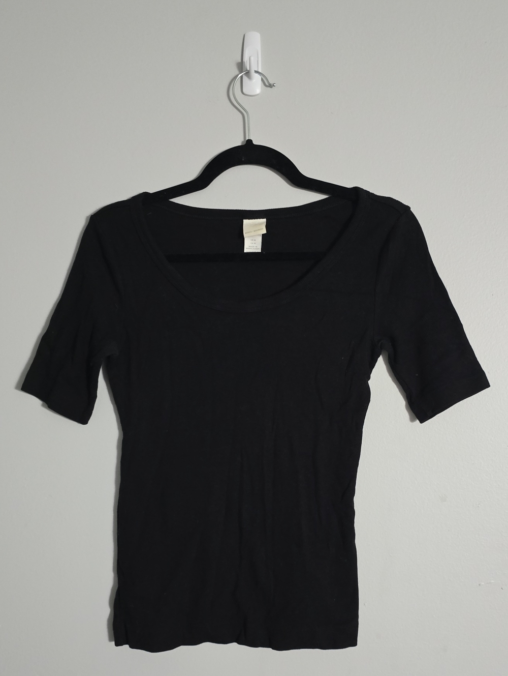 H&M Black Scoop Neck Short Sleeve Top